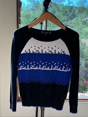 Principles Black, Blue & White Pixel-Detail Crewneck Sweater